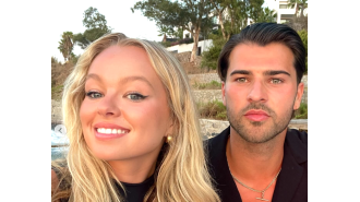 Famous pair from TV show happily vacationing overseas, radiating with love.