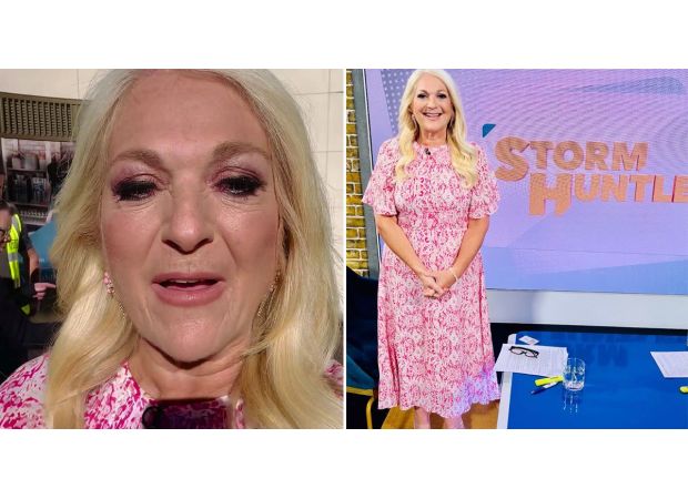 TV celebrity forced to flee explosive situation as firefighters arrive at production location.