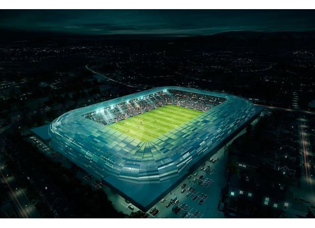 Possible paraphrase: Plans for Euro 2028 in doubt as government cancels construction of proposed £400 million stadium.