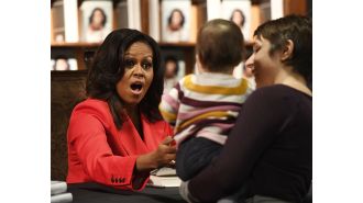 Michelle Obama unexpectedly visits Tattered Cover in Denver.