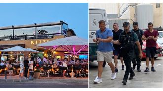 Vacationers from the UK detained for causing chaos and causing damage worth £5000 at a bar in Majorca.