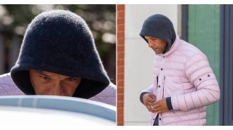 Jay Blades exits court after being accused of exerting coercive control.