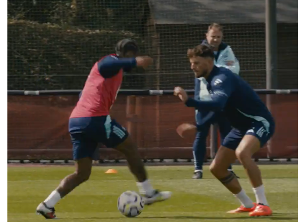 Sterling dominates Arsenal teammate in practice before big rivalry game.