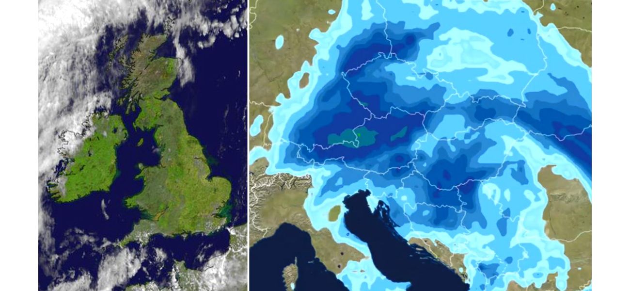 Maps of UK and central Europe's weather are vastly dissimilar.