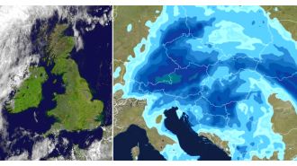 Maps of UK and central Europe's weather are vastly dissimilar.