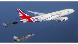 A royal transport jet narrowly avoided colliding with a drone at 200mph.