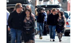 Actors James Corden and Ruth Jones show their close bond in sweet behind-the-scenes pictures from the set of Gavin and Stacey.