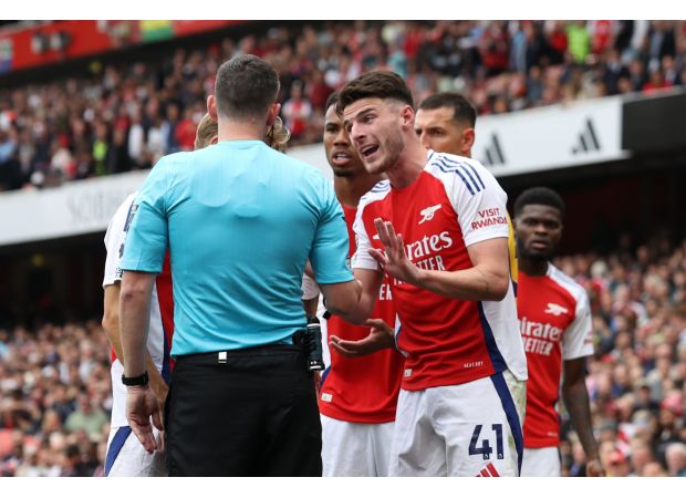 Webb concedes error in decision leading to Rice's red card in Arsenal vs Brighton game.
