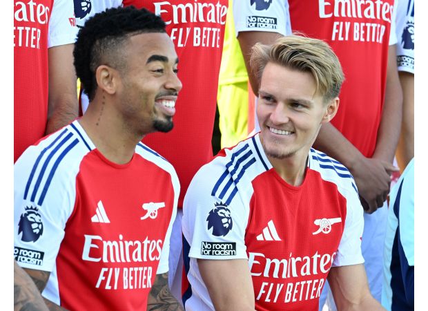Arsenal fans are concerned about Martin Odegaard's injury after noticing something in a team photo.