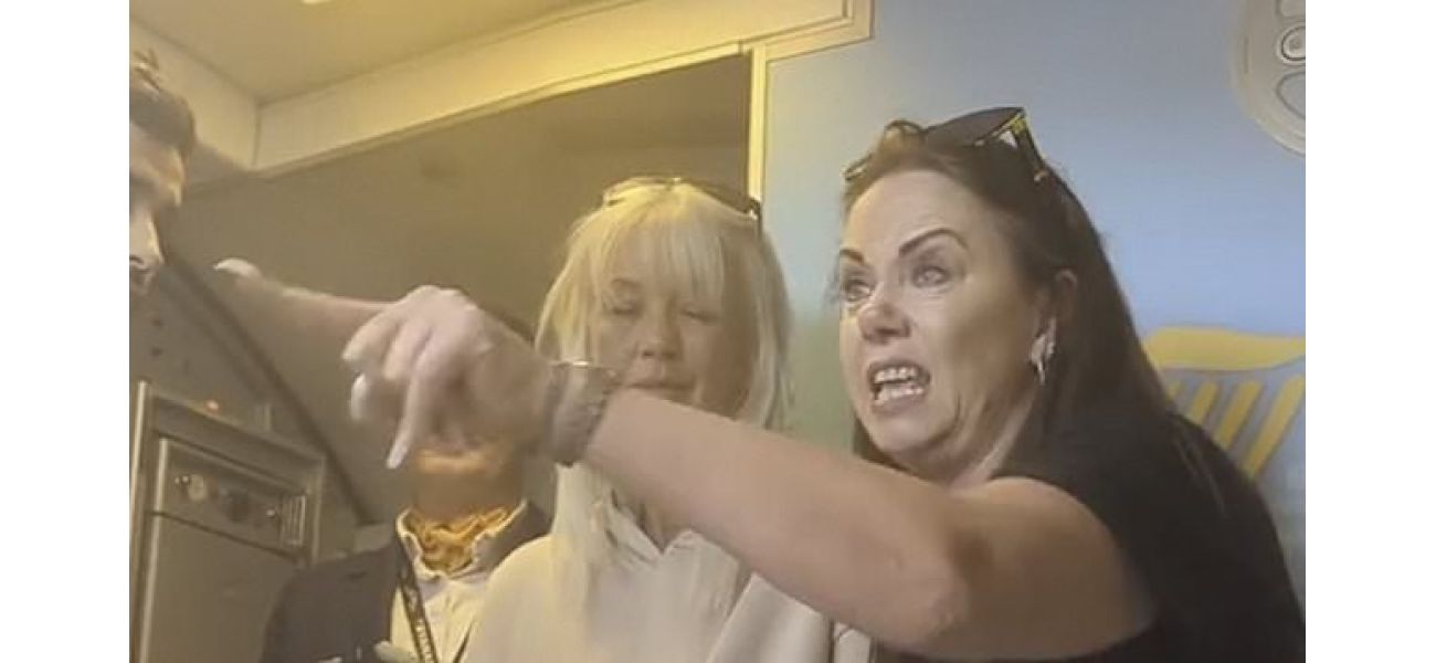 A passenger on Ryanair flight threatens to fight someone outside the plane in a profane outburst.