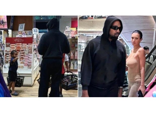 Bianca Censori appears nearly nude while out shopping with Kanye West and their kids.