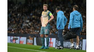 Guardiola discusses De Bruyne's injury status before City's match with Arsenal.