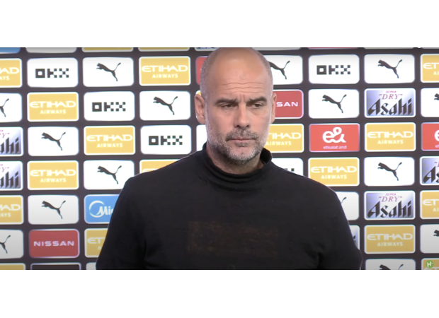 Guardiola sympathizes with Arsenal player before their game against Manchester City.