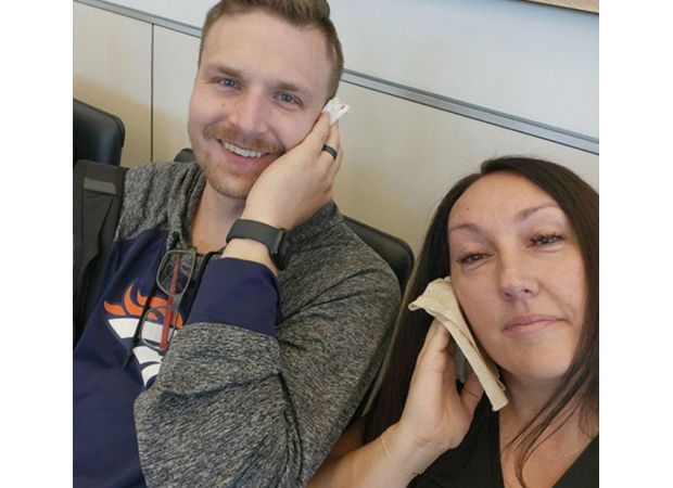 Airplane's depressurization causes severe injuries to passengers, including burst eardrums and bleeding noses.