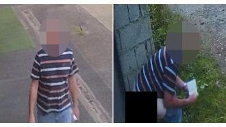 Authorities are searching for an unidentified man who has been defecating in public and carrying his own toilet paper.