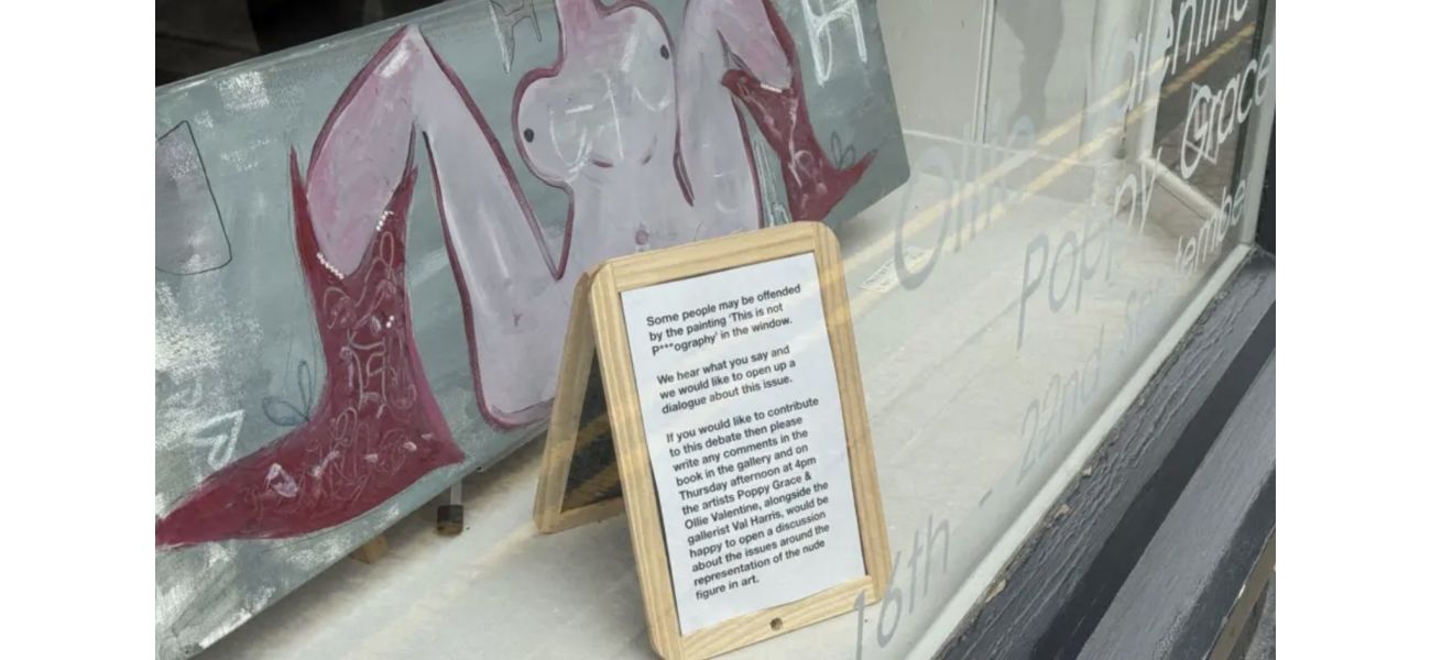 A painting of a woman with her legs spread in public has caused worry among police.