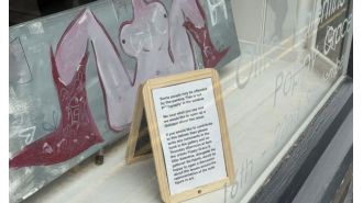A painting of a woman with her legs spread in public has caused worry among police.