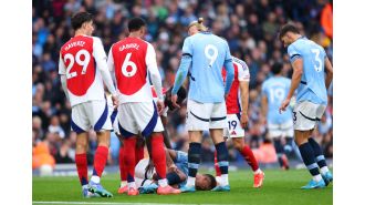 Rodri, a player for Manchester City, had to leave the game in tears due to a knee injury during a match against Arsenal.