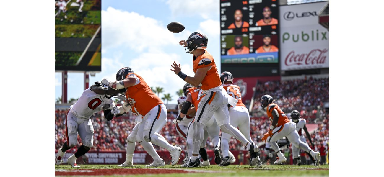 Broncos triumph over Buccaneers with 26-7 victory in photos.