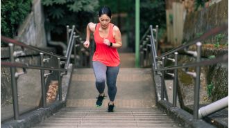 Climbing stairs is a great way to burn calories and improve fitness.
