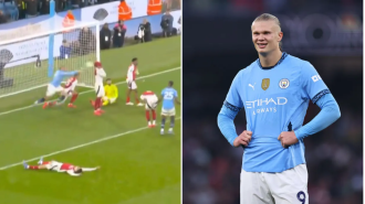 Haaland escapes punishment for throwing ball at Magalhaes' head.