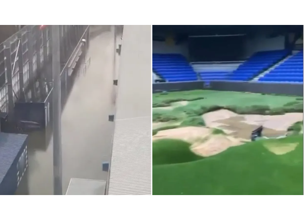 Game between Newcastle and AFC Wimbledon cancelled due to massive flooding that turned the pitch into a 