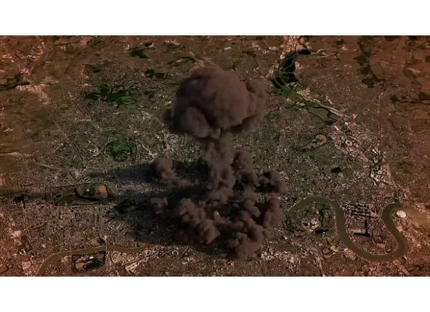 Russian TV channel stages fake nuclear attack on London to support Putin.