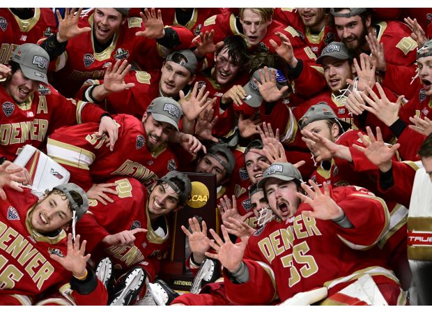 The DU Pioneers hockey team is top-ranked in the USCHO poll before the season begins.