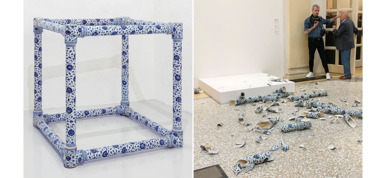 A sculpture by Ai Weiwei was destroyed by a vandal at an art exhibit in Italy.