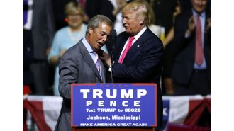 Labour karaoke performers spoof Farage and Trump with Grease-inspired masked singing.