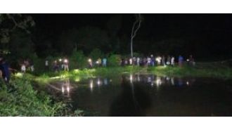Wildlife officials save large crocodile from pond in nearby village.