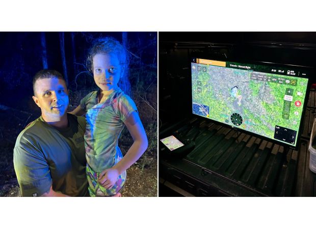 Thermal imaging drone locates sleepwalking girl lost in woods.