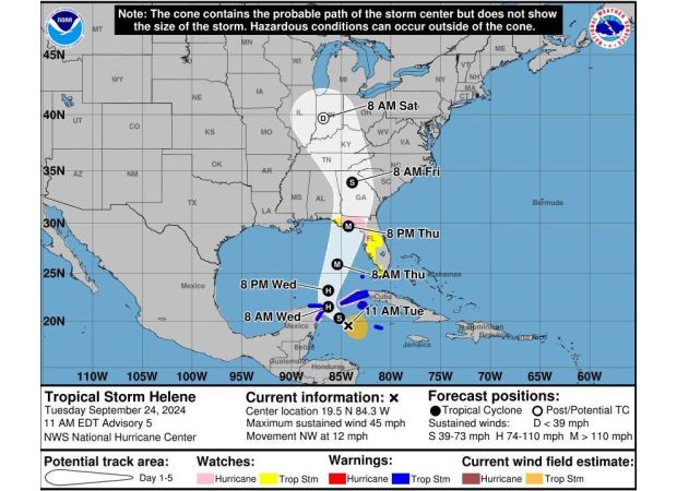 US likely to be hit by powerful Hurricane Helene, according to latest map projections.
