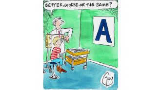 Cartoonist Guy Venables creates daily humorous comics for the Metro newspaper.