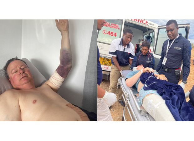 A British tourist was hurled in the air by a hippo, resembling a rag doll, during an attack.