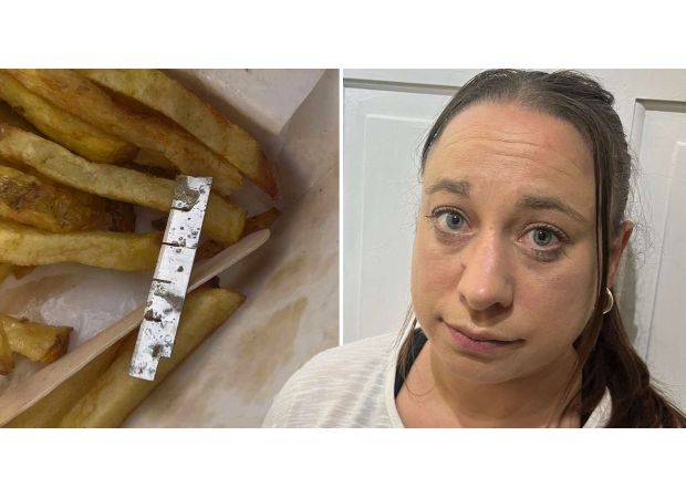 A mother is shocked when her son's friend discovers a 'razor blade' in their chips.