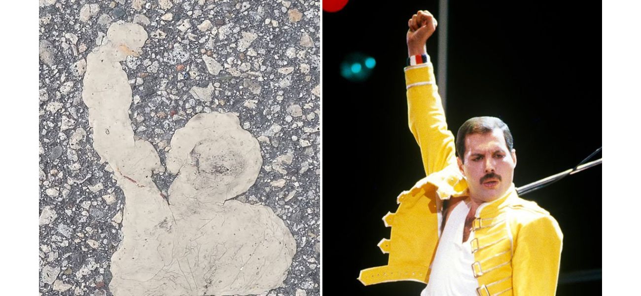 Iconic rock star from 1970s seen in gum on sidewalk.