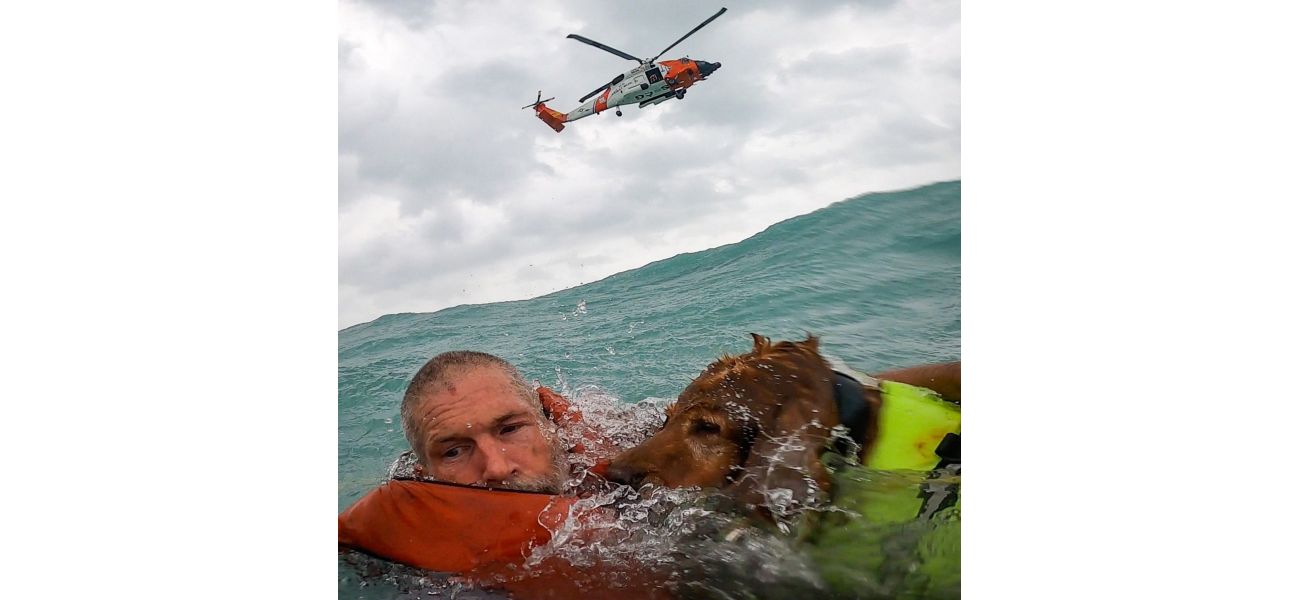 Sailor and dog saved from sinking boat during Hurricane Helene.