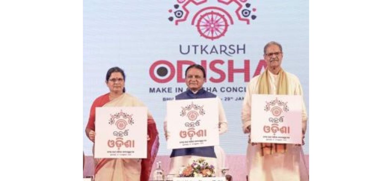 Majhi reveals the logo for the upcoming 'Make in Odisha Conclave 2025'.