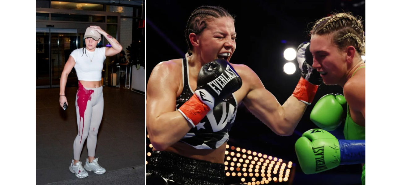 A UK boxer was splattered with red paint after being hit by a can before her world championship match.