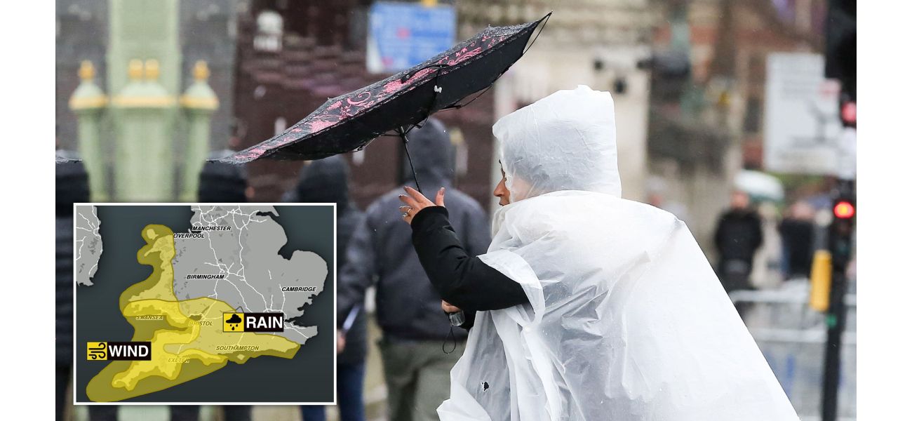 Expect heavy rain and strong winds with a yellow weather warning predicting 80mm of rain and 60mph winds.