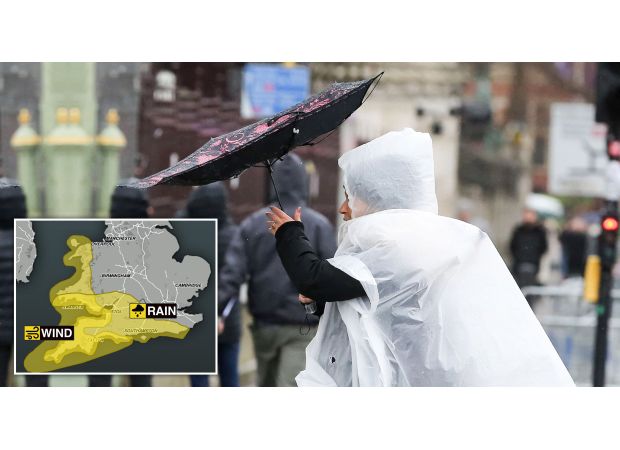 Expect heavy rain and strong winds with a yellow weather warning predicting 80mm of rain and 60mph winds.