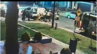 Hospitalized after neighborhood dispute leads to violent fight.
