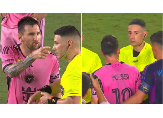 Soccer star Messi yells at referee in anger after game against Inter Miami ends in a tie.