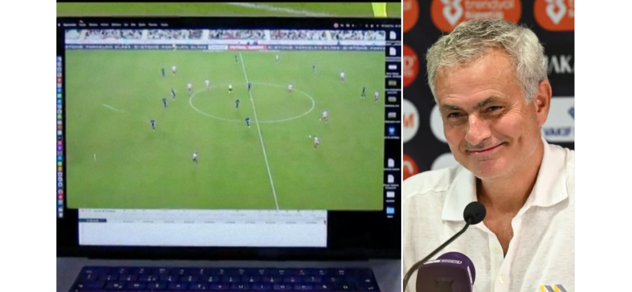 Mourinho gets a yellow card for using a laptop to protest against VAR decision - his wildest move yet.