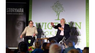 Actor James Cosmo draws a large crowd at Wigtown Book Festival.