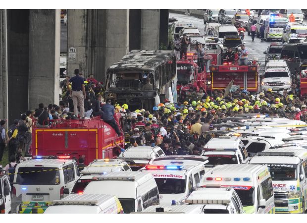 25 people may have died in a school bus fire in Bangkok.