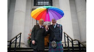 In London, 100 couples get married today, with the sounds of wedding bells filling the air.