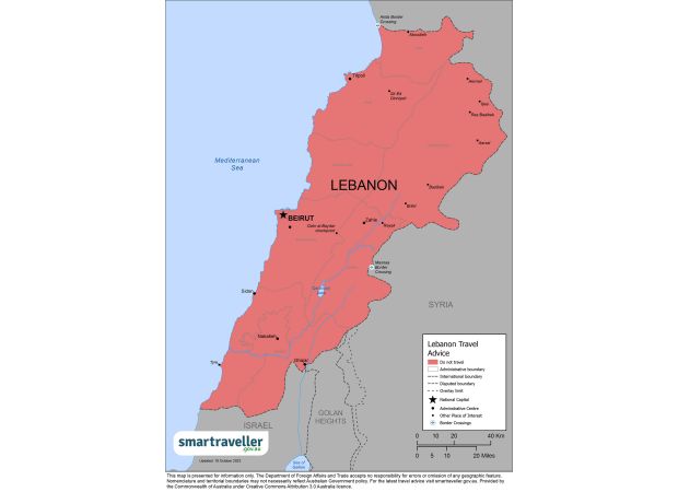Australians in Lebanon advised to leave as airport may shut down.