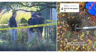 A woman unearthed a buried carpet in her garden and everyone thinks it's a corpse.